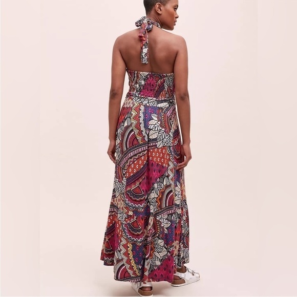 Anthropologie Maeve Cynthia Halter Maxi Dress Colorful Tribal Size S Small - Picture 9 of 15